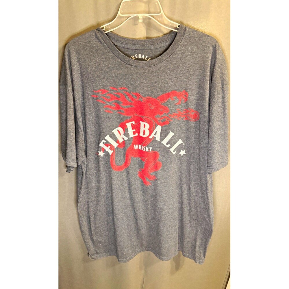 Fireball Men’s 2XLT Gray Dragon Graphic Logo Crew Neck Short Sleeve T-Shirt